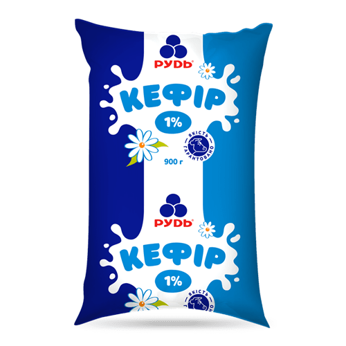 Кефір РУДЬ 1%, 900г., плівка поліетиленова